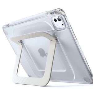Torras Clear Tablet Case for iPad Pro 11 with White Integrated Kickstand Stylus